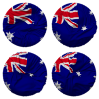 Australie drapeau dans rond forme isolé avec quatre différent agitant style, bosse texture, 3d le rendu png