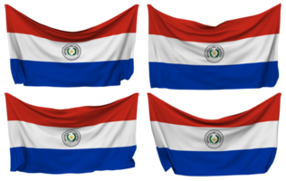 Paraguay festgesteckt Flagge von Ecken, isoliert mit anders winken Variationen, 3d Rendern png