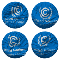 unido naciones marco de referencia convención en clima cambiar, UNFCCC bandera en redondo forma aislado con cuatro diferente ondulación estilo, bache textura, 3d representación png