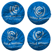 Verenigde landen kader conventie Aan klimaat Wijzigen, unfccc vlag in ronde vorm geïsoleerd met vier verschillend golvend stijl, buil textuur, 3d renderen png