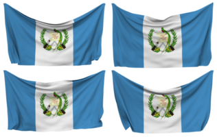 Guatemala festgesteckt Flagge von Ecken, isoliert mit anders winken Variationen, 3d Rendern png