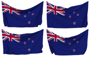 New Zealand Pinned Flag from Corners, Isolated with Different Waving Variations, 3D Rendering png