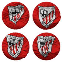 atletisch Bilbao Amerikaans voetbal club vlag in ronde vorm geïsoleerd met vier verschillend golvend stijl, buil textuur, 3d renderen png