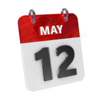 May 12 Date 3D Icon Isolated, Shiny and Glossy 3D Rendering, Month Date Day Name, Schedule, History png