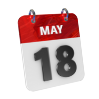 May 18 Date 3D Icon Isolated, Shiny and Glossy 3D Rendering, Month Date Day Name, Schedule, History png