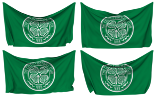 a céltico futebol clube fixado bandeira a partir de cantos, isolado com diferente acenando variações, 3d Renderização png