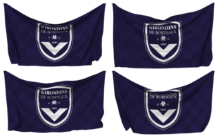 Football Club des Girondins de Bordeaux, Girondins de Bordeaux Pinned Flag from Corners, Isolated with Different Waving Variations, 3D Rendering png