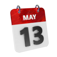 May 13 Date 3D Icon Isolated, Shiny and Glossy 3D Rendering, Month Date Day Name, Schedule, History png