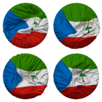 equatoriaal Guinea vlag in ronde vorm geïsoleerd met vier verschillend golvend stijl, buil textuur, 3d renderen png