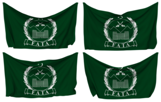 Federally Administered Tribal Areas, FATA Pinned Flag from Corners, Isolated with Different Waving Variations, 3D Rendering png