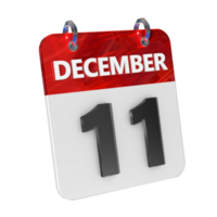 December 11 Date 3D Icon Isolated, Shiny and Glossy 3D Rendering, Month Date Day Name, Schedule, History png