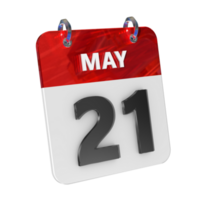 May 21 Date 3D Icon Isolated, Shiny and Glossy 3D Rendering, Month Date Day Name, Schedule, History png