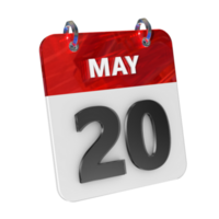 May 20 Date 3D Icon Isolated, Shiny and Glossy 3D Rendering, Month Date Day Name, Schedule, History png