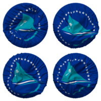 Pacific Community, PC, South Pacific Commission, SPC Flag in Round Shape Isolated with Four Different Waving Style, Bump Texture, 3D Rendering png