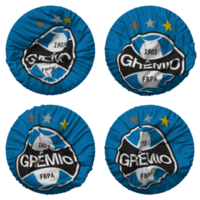 gremio Fuß Ball porto alegrense Flagge im runden gestalten isoliert mit vier anders winken Stil, stoßen Textur, 3d Rendern png