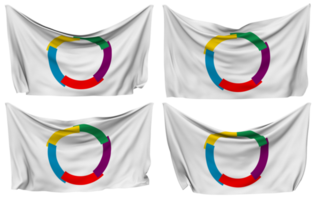 organisation Internationale de la la Francophonie, si épinglé drapeau de coins, isolé avec différent agitant variantes, 3d le rendu png