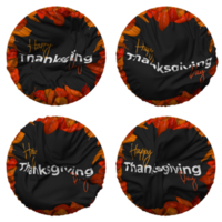 Thanksgiving Day Flag in Round Shape Isolated with Four Different Waving Style, Bump Texture, 3D Rendering png