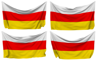 South Ossetia Pinned Flag from Corners, Isolated with Different Waving Variations, 3D Rendering png