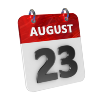 August 23 Date 3D Icon Isolated, Shiny and Glossy 3D Rendering, Month Date Day Name, Schedule, History png