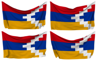 Artsakh Pined Flag from Corners, Isolated with Different Waving Variations, 3D Rendering png