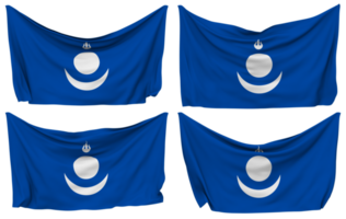 Mongol Reich festgesteckt Flagge von Ecken, isoliert mit anders winken Variationen, 3d Rendern png