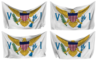 US Virgin Islands Pinned Flag from Corners, Isolated with Different Waving Variations, 3D Rendering png