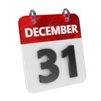 December 31 Date 3D Icon Isolated, Shiny and Glossy 3D Rendering, Month Date Day Name, Schedule, History png