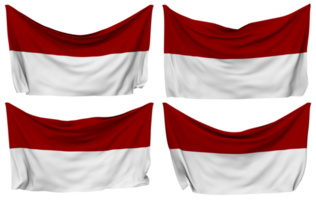 Monaco Pinned Flag from Corners, Isolated with Different Waving Variations, 3D Rendering png