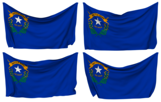 estado de Nevada clavado bandera desde esquinas, aislado con diferente ondulación variaciones, 3d representación png