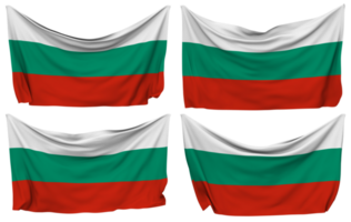Bulgaria Pinned Flag from Corners, Isolated with Different Waving Variations, 3D Rendering png