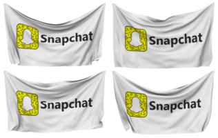 Snapchat festgesteckt Flagge von Ecken, isoliert mit anders winken Variationen, 3d Rendern png