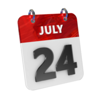 July 24 Date 3D Icon Isolated, Shiny and Glossy 3D Rendering, Month Date Day Name, Schedule, History png