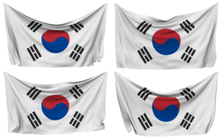 söder korea fästs flagga från hörn, isolerat med annorlunda vinka variationer, 3d tolkning png