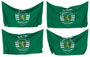 Sporting Clube de Portugal, Sporting CP Pinned Flag from Corners, Isolated with Different Waving Variations, 3D Rendering png