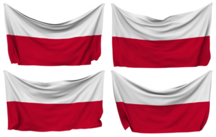 polen fästs flagga från hörn, isolerat med annorlunda vinka variationer, 3d tolkning png