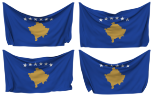 Kosovo Pinned Flag from Corners, Isolated with Different Waving Variations, 3D Rendering png