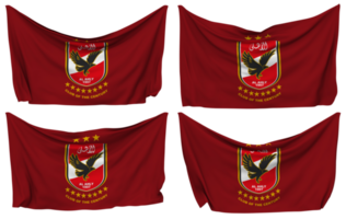 al ahly esportivo clube, ahly futebol clube fixado bandeira a partir de cantos, isolado com diferente acenando variações, 3d Renderização png