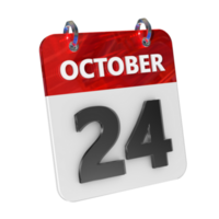 oktober 24 datum 3d icoon geïsoleerd, glimmend en glanzend 3d weergave, maand datum dag naam, schema, geschiedenis png