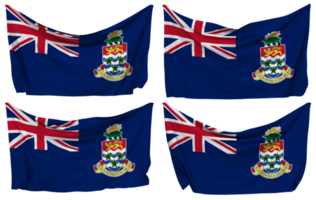 Cayman Islands Pinned Flag from Corners, Isolated with Different Waving Variations, 3D Rendering png