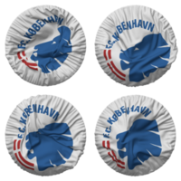 Football club Copenhague drapeau dans rond forme isolé avec quatre différent agitant style, bosse texture, 3d le rendu png