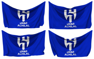 al hilal saudi fotboll klubb, al hilal sfc fästs flagga från hörn, isolerat med annorlunda vinka variationer, 3d tolkning png