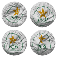 Pakistan Cricket Board, PCB Flag in Round Shape Isolated with Four Different Waving Style, Bump Texture, 3D Rendering png