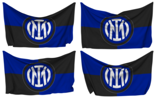 Football Club Internazionale Milano, Inter Milan Pinned Flag from Corners, Isolated with Different Waving Variations, 3D Rendering png