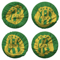 jeunesse sportif de Kabylie Football club drapeau dans rond forme isolé avec quatre différent agitant style, bosse texture, 3d le rendu png