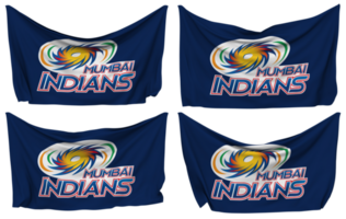 Mumbai indios, mi clavado bandera desde esquinas, aislado con diferente ondulación variaciones, 3d representación png