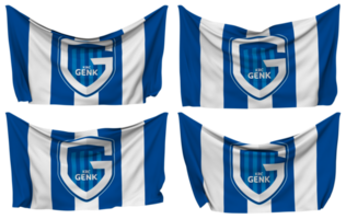 Koninklijke Racing Club Genk, KRC Genk Pinned Flag from Corners, Isolated with Different Waving Variations, 3D Rendering png