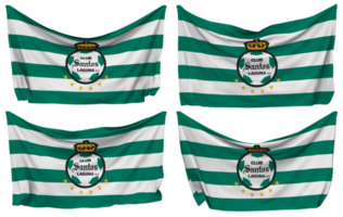 Club Santos Laguna SA de CV, Santos Laguna Pinned Flag from Corners, Isolated with Different Waving Variations, 3D Rendering png