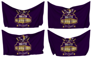 Quetta Gladiators, QG Pinned Flag from Corners, Isolated with Different Waving Variations, 3D Rendering png