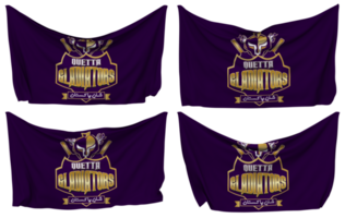 quetta gladiadores, qg fixado bandeira a partir de cantos, isolado com diferente acenando variações, 3d Renderização png