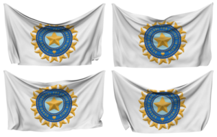 Tafel von Steuerung zum Kricket im Indien, bcci festgesteckt Flagge von Ecken, isoliert mit anders winken Variationen, 3d Rendern png